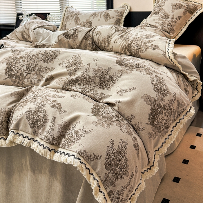 91家纺网 家纺一手货源 找家纺 漫仙阁家纺 2026新款流苏亚麻四件套 静舍