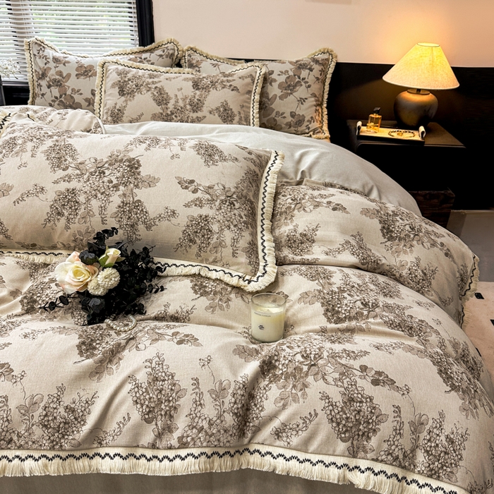 91家纺网 家纺一手货源 找家纺 漫仙阁家纺 2026新款流苏亚麻四件套 静舍