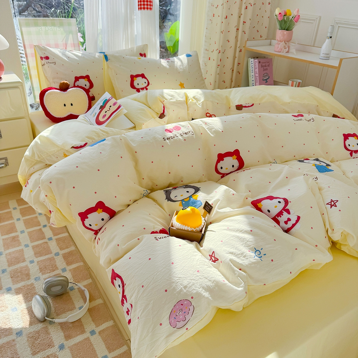 91家纺网 家纺一手货源 找家纺 颜选 2026新款仿棉105克加厚水洗棉四件套-有买家秀 甜心小红帽