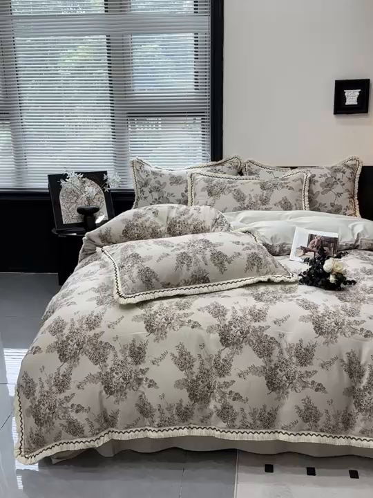 91家纺网 家纺一手货源 找家纺 漫仙阁家纺 2026新款流苏亚麻四件套 静舍