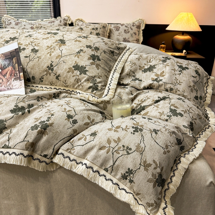 91家纺网 家纺一手货源 找家纺 漫仙阁家纺 2026新款流苏亚麻四件套 熙美