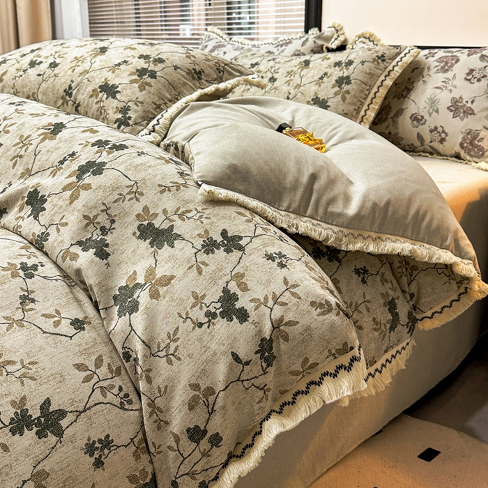 91家纺网 家纺一手货源 找家纺 漫仙阁家纺 2026新款流苏亚麻四件套 熙美