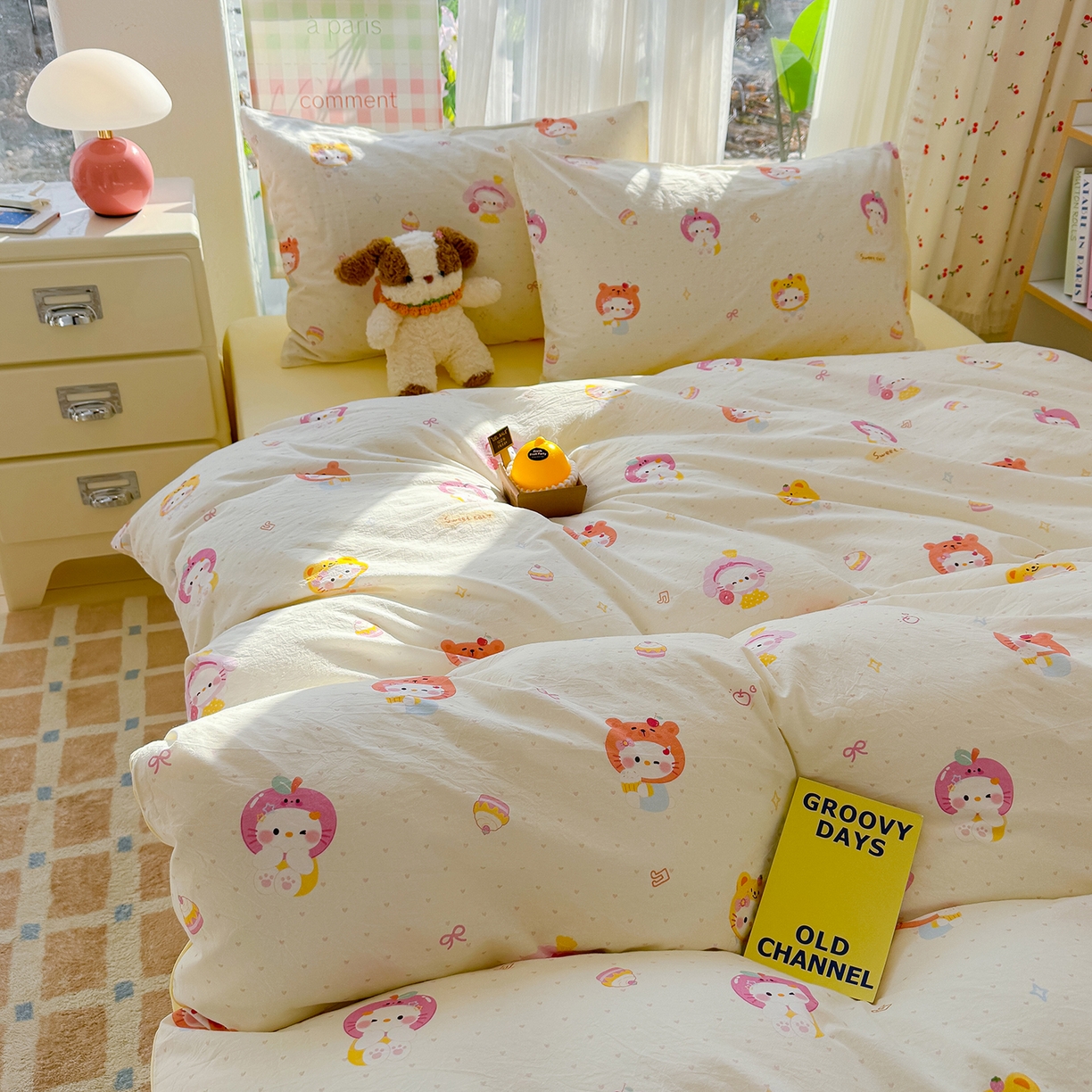 91家纺网 家纺一手货源 找家纺 颜选 2026新款仿棉105克加厚水洗棉四件套-有买家秀 幸运猫