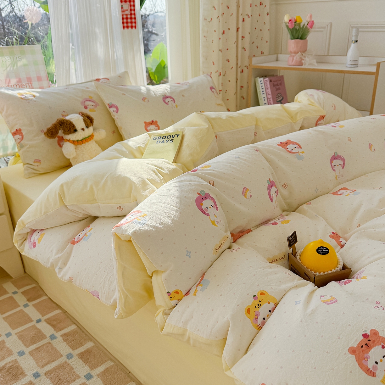 91家纺网 家纺一手货源 找家纺 颜选 2026新款仿棉105克加厚水洗棉四件套-有买家秀 幸运猫