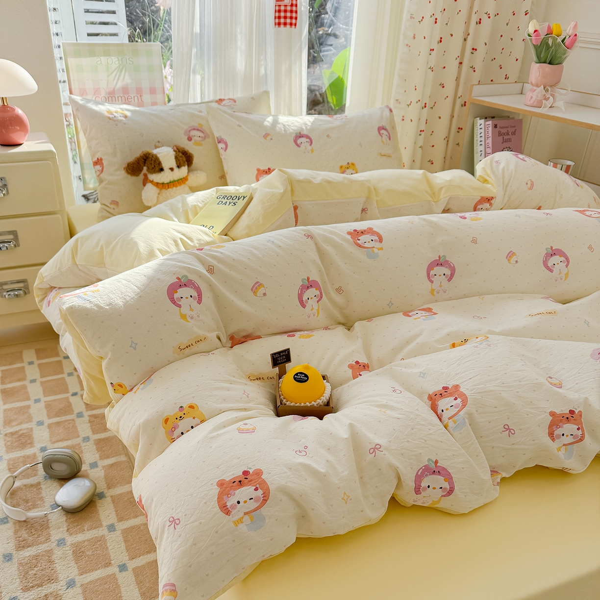 91家纺网 家纺一手货源 找家纺 颜选 2026新款仿棉105克加厚水洗棉四件套-有买家秀 幸运猫