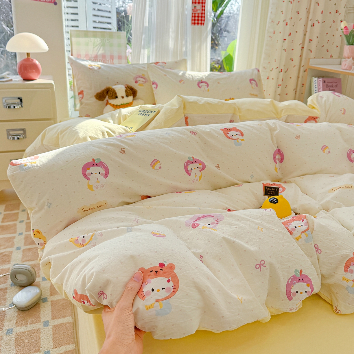 91家纺网 家纺一手货源 找家纺 颜选 2026新款仿棉105克加厚水洗棉四件套-有买家秀 幸运猫