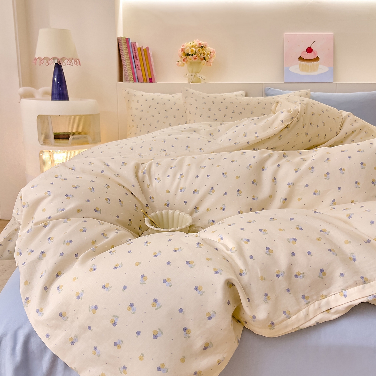 91家纺网 家纺一手货源 找家纺 DoDo 兜兜 2026新款全棉纯棉小温暖双层纱四件套【可定做尺寸】柚香