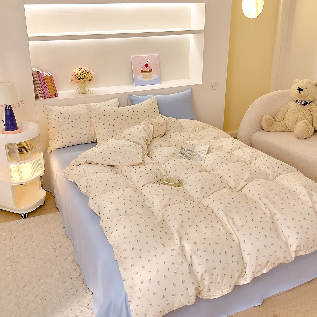 91家纺网 家纺一手货源 找家纺 DoDo 兜兜 2026新款全棉纯棉小温暖双层纱四件套【可定做尺寸】柚香