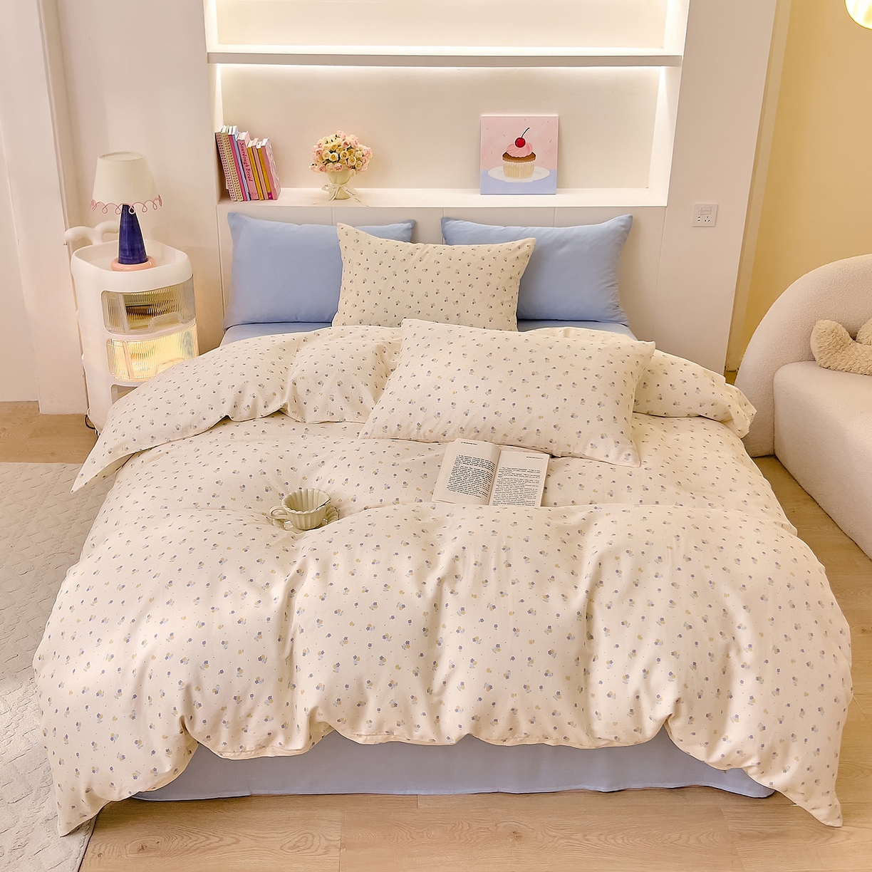 91家纺网 家纺一手货源 找家纺 DoDo 兜兜 2026新款全棉纯棉小温暖双层纱四件套【可定做尺寸】柚香