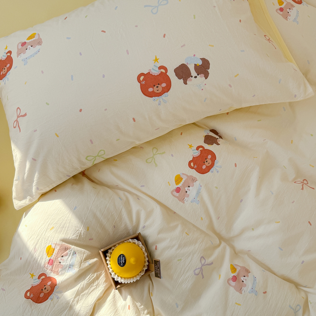 91家纺网 家纺一手货源 找家纺 颜选 2026新款仿棉105克加厚水洗棉四件套-有买家秀 萌熊结趣