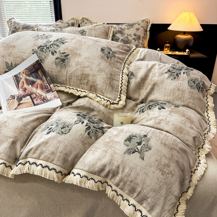 91家纺网 家纺一手货源 找家纺 漫仙阁家纺 2026新款流苏亚麻四件套 絮语