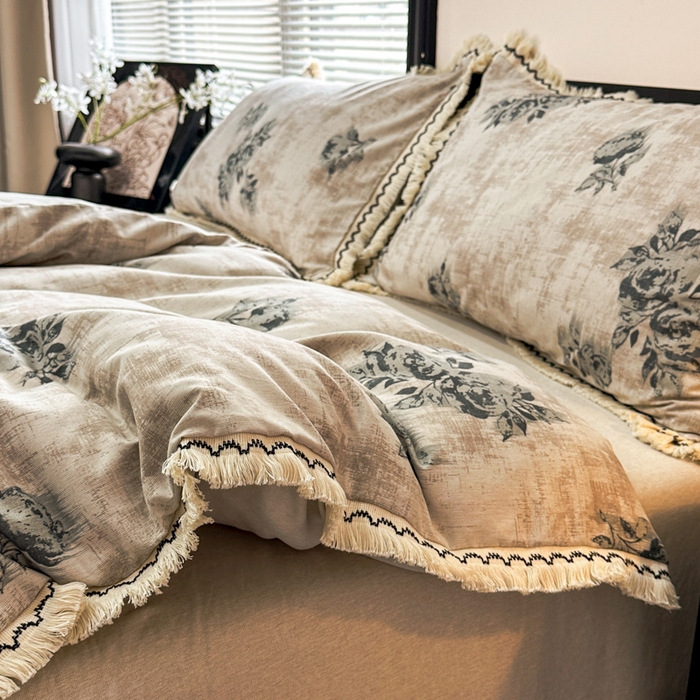 91家纺网 家纺一手货源 找家纺 漫仙阁家纺 2026新款流苏亚麻四件套 絮语