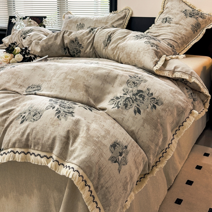 91家纺网 家纺一手货源 找家纺 漫仙阁家纺 2026新款流苏亚麻四件套 絮语