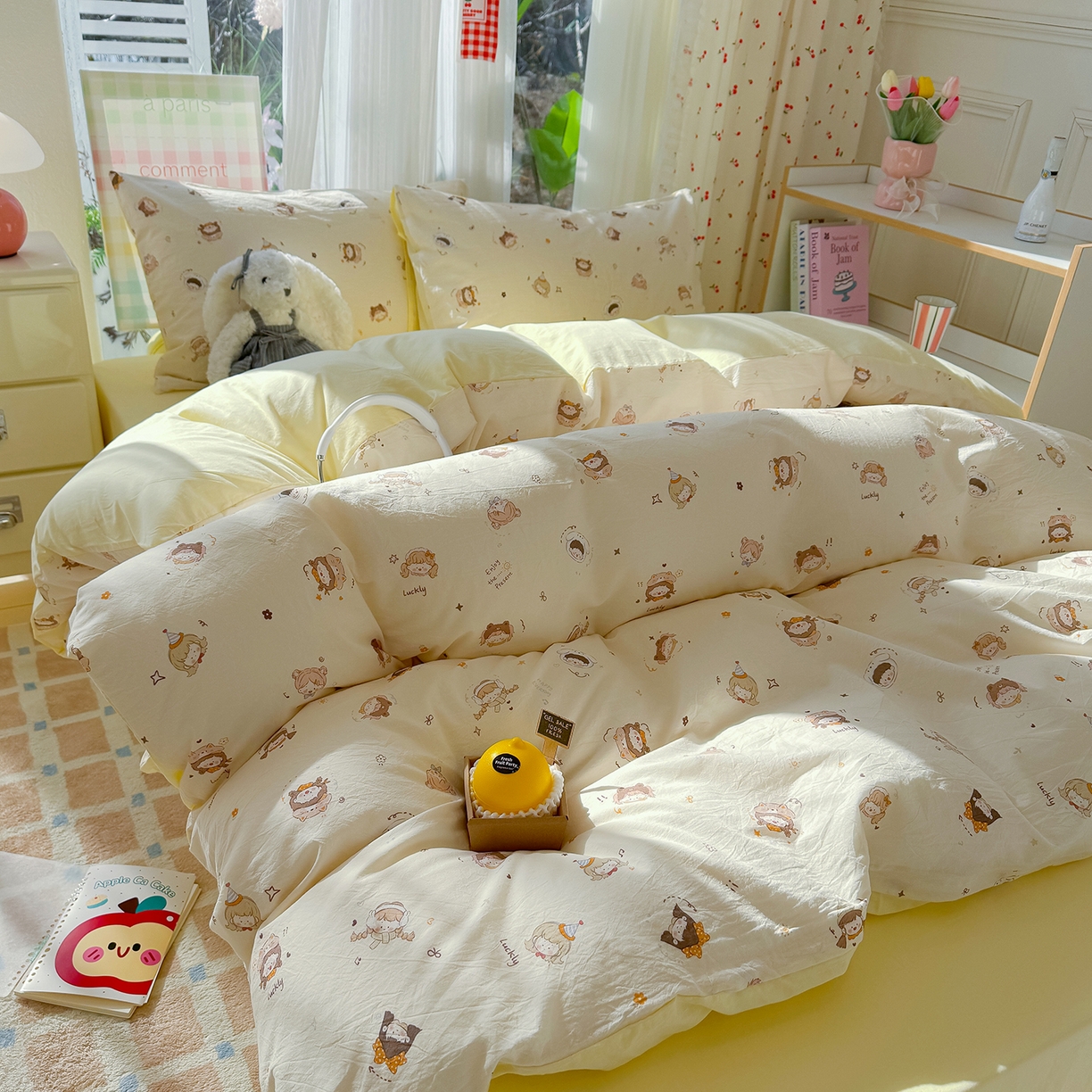 91家纺网 家纺一手货源 找家纺 颜选 2026新款仿棉105克加厚水洗棉四件套-有买家秀 小町