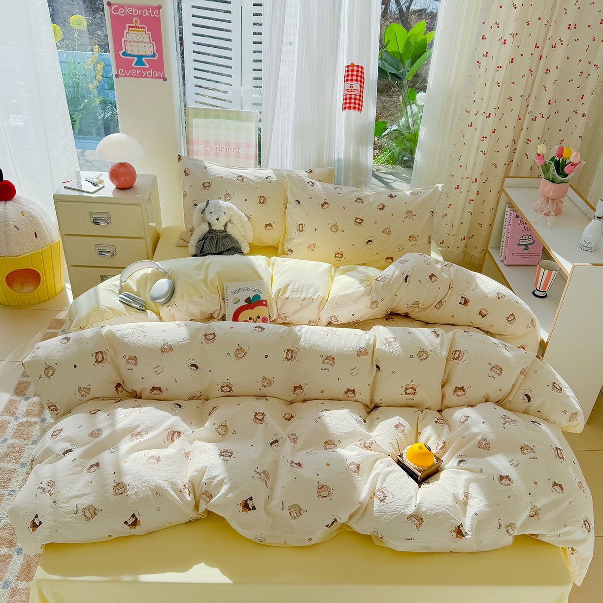 91家纺网 家纺一手货源 找家纺 颜选 2026新款仿棉105克加厚水洗棉四件套-有买家秀 小町