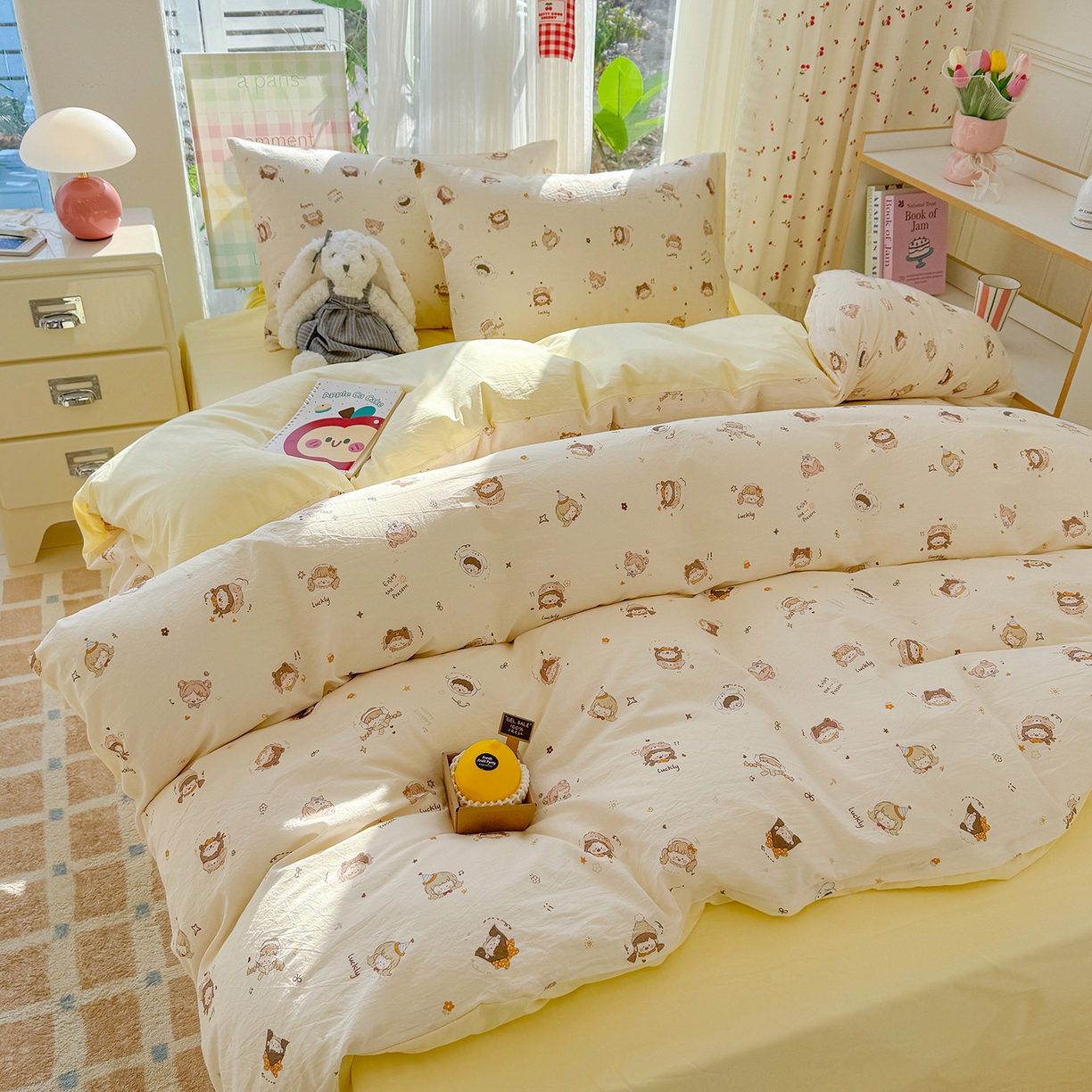 91家纺网 家纺一手货源 找家纺 颜选 2026新款仿棉105克加厚水洗棉四件套-有买家秀 小町