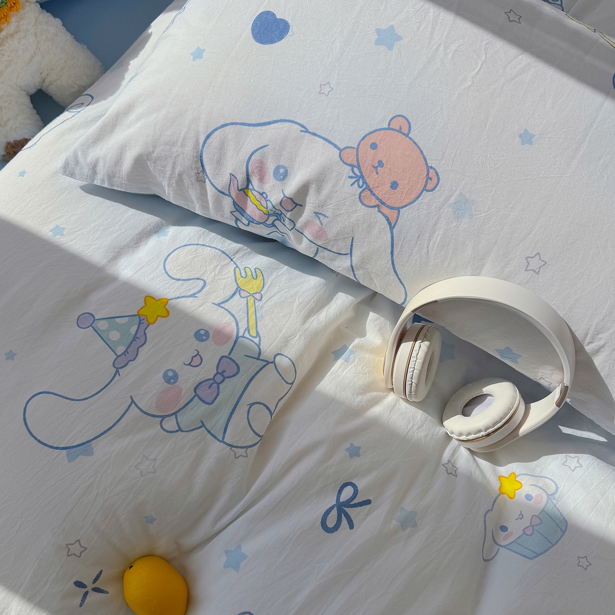 91家纺网 家纺一手货源 找家纺 颜选 2026新款仿棉105克加厚水洗棉四件套-有买家秀 长耳朵星星