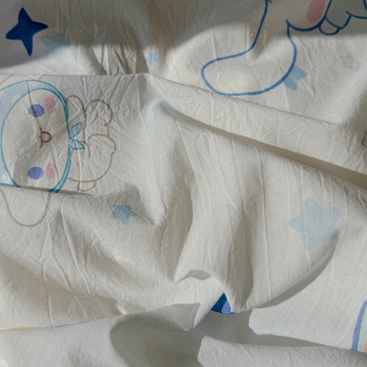 91家纺网 家纺一手货源 找家纺 颜选 2026新款仿棉105克加厚水洗棉四件套-有买家秀 长耳朵星星