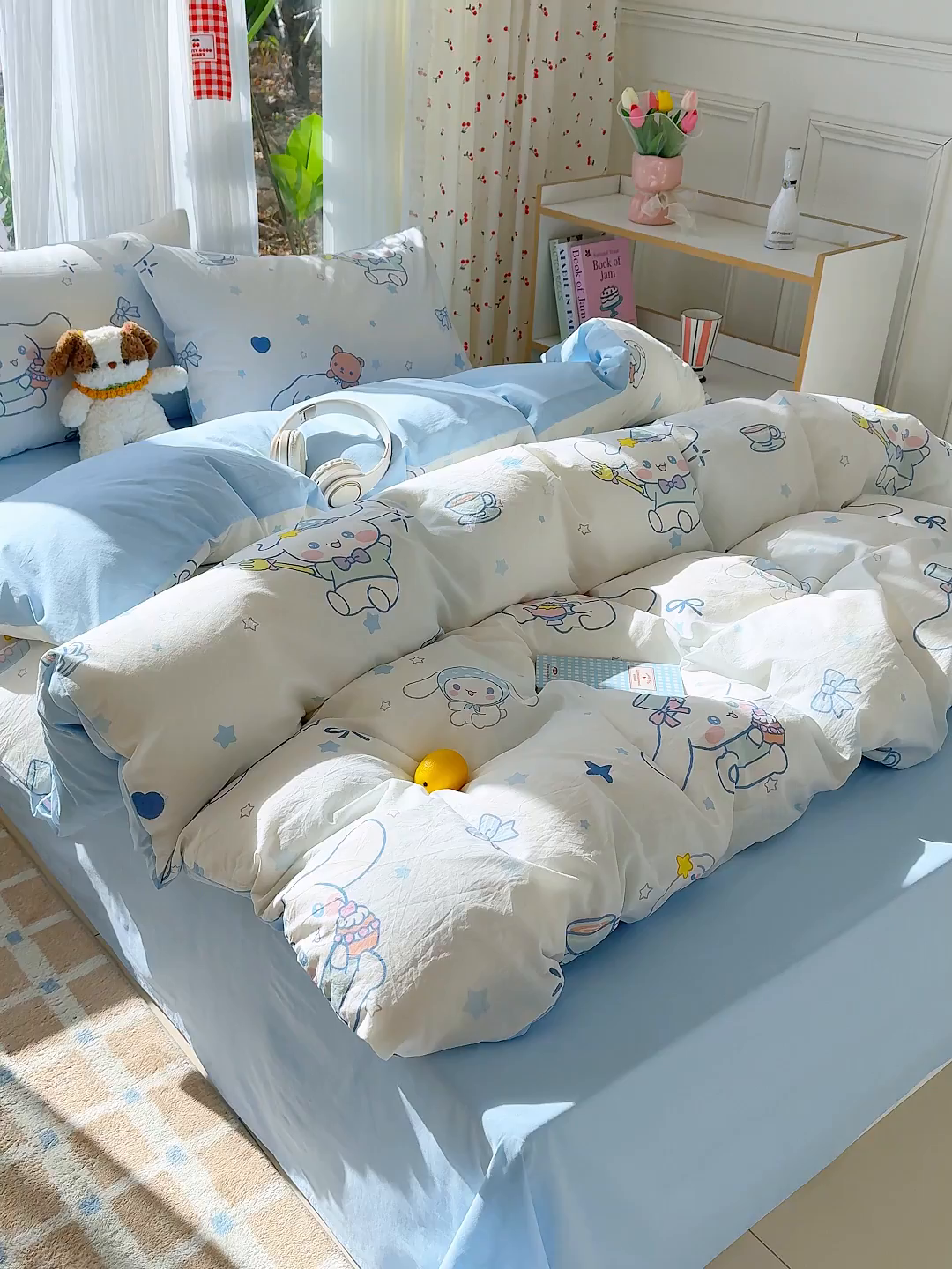 91家纺网 家纺一手货源 找家纺 颜选 2026新款仿棉105克加厚水洗棉四件套-有买家秀 长耳朵星星