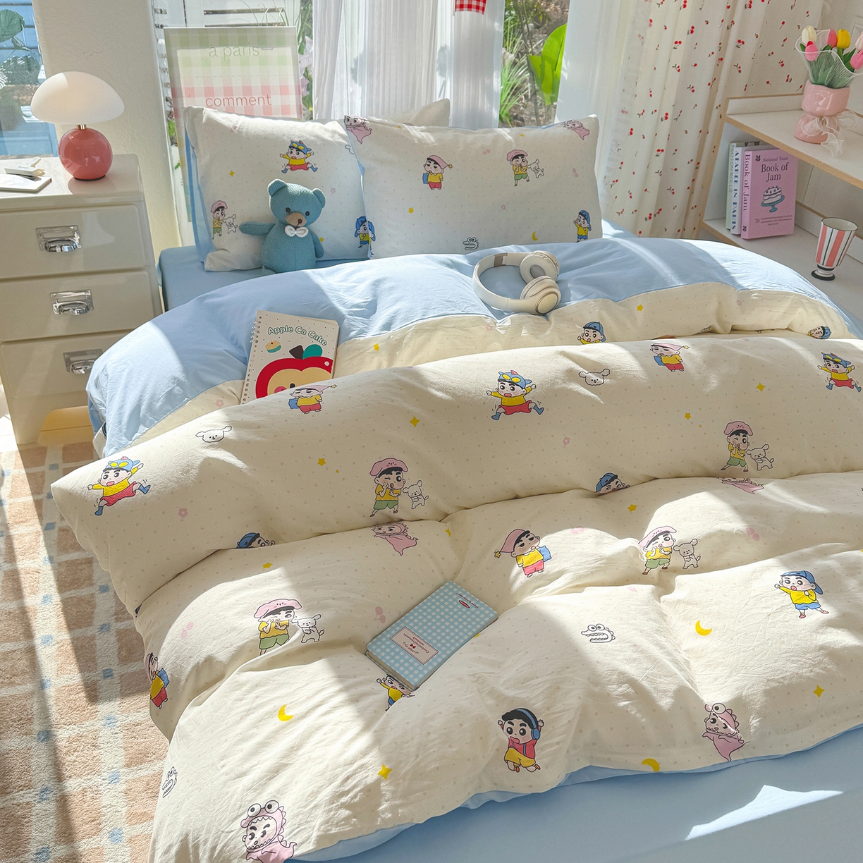 91家纺网 家纺一手货源 找家纺 颜选 2026新款仿棉105克加厚水洗棉四件套-有买家秀 小新星