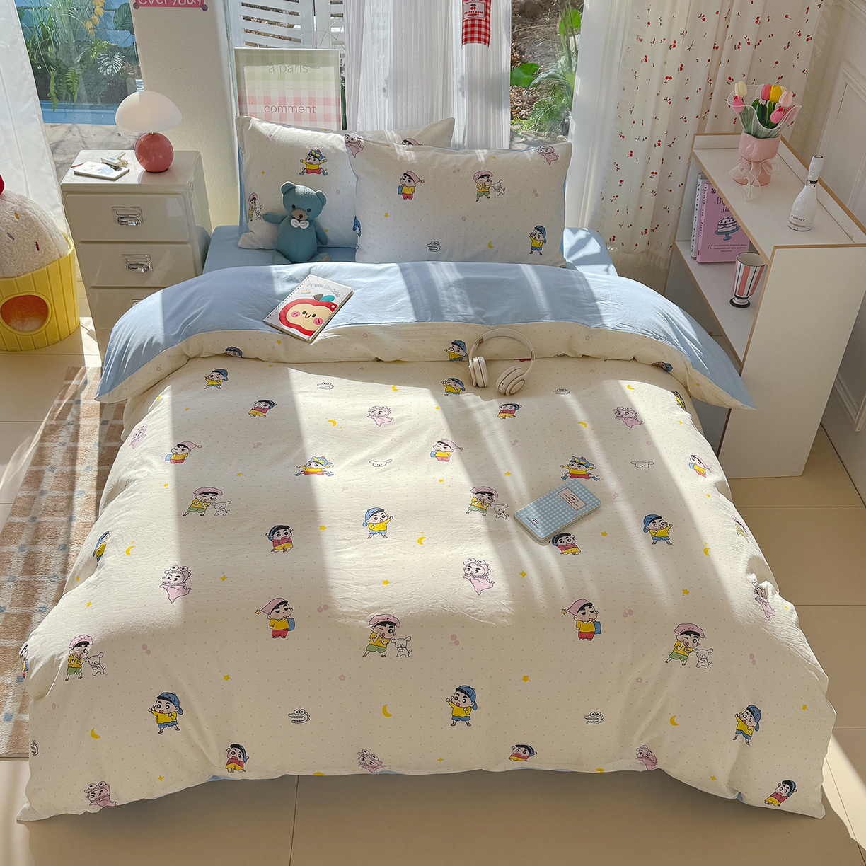 91家纺网 家纺一手货源 找家纺 颜选 2026新款仿棉105克加厚水洗棉四件套-有买家秀 小新星