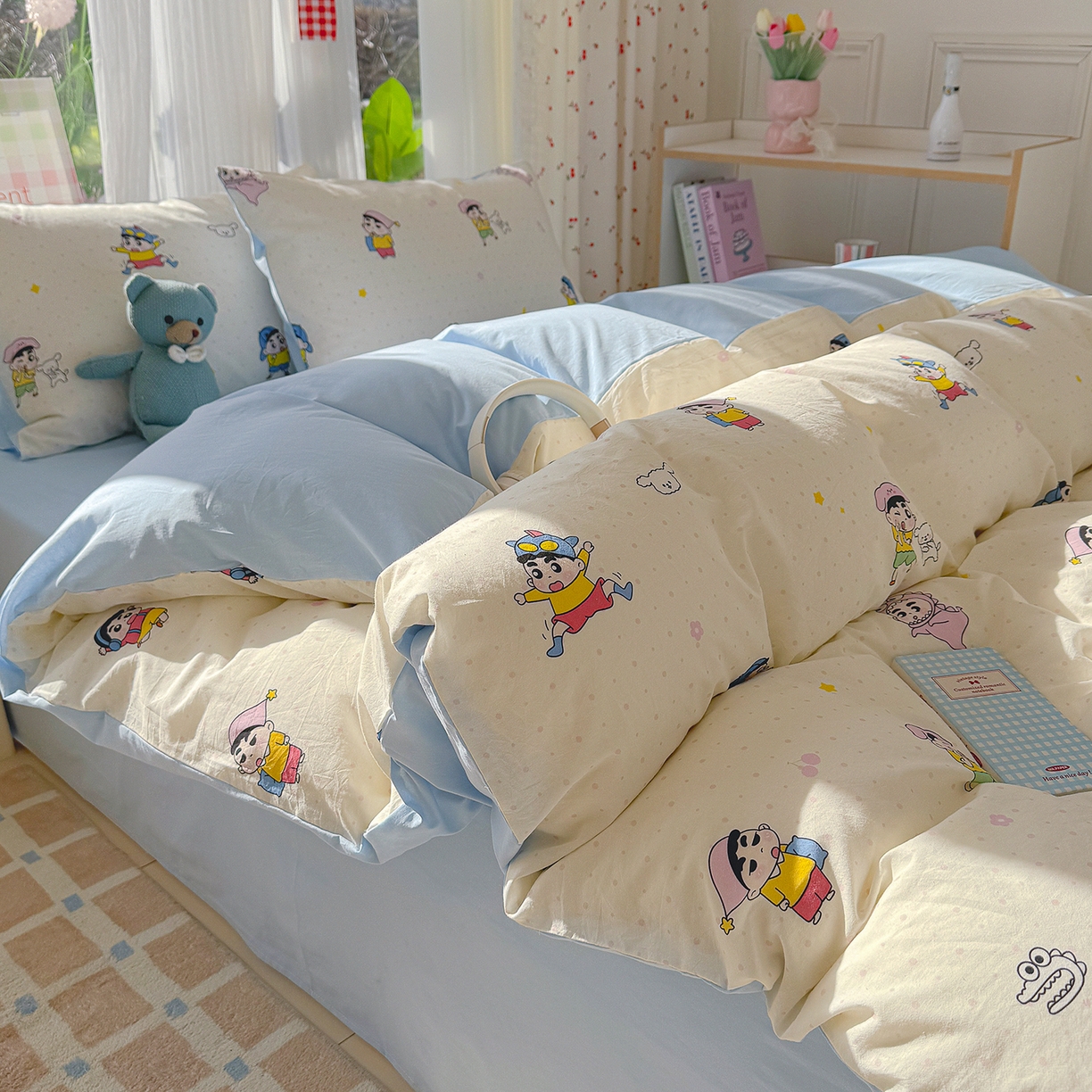 91家纺网 家纺一手货源 找家纺 颜选 2026新款仿棉105克加厚水洗棉四件套-有买家秀 小新星