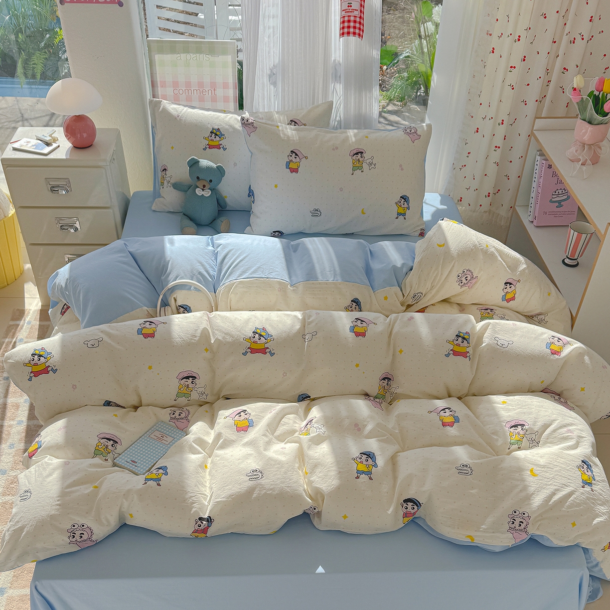 91家纺网 家纺一手货源 找家纺 颜选 2026新款仿棉105克加厚水洗棉四件套-有买家秀 小新星