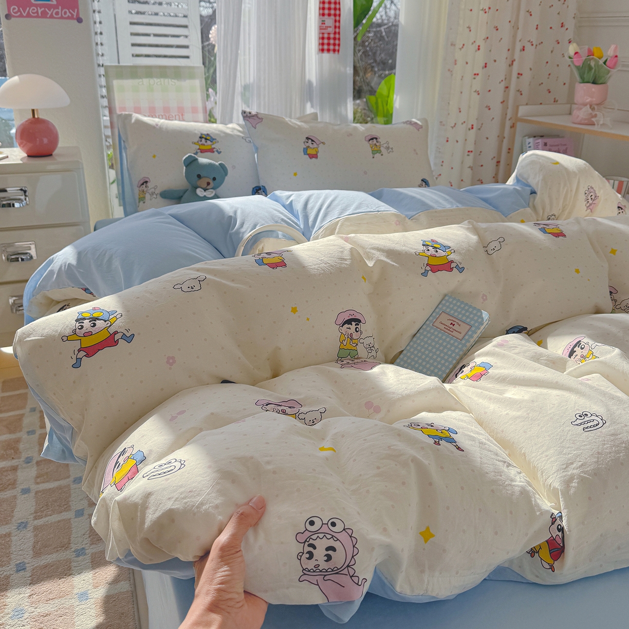 91家纺网 家纺一手货源 找家纺 颜选 2026新款仿棉105克加厚水洗棉四件套-有买家秀 小新星