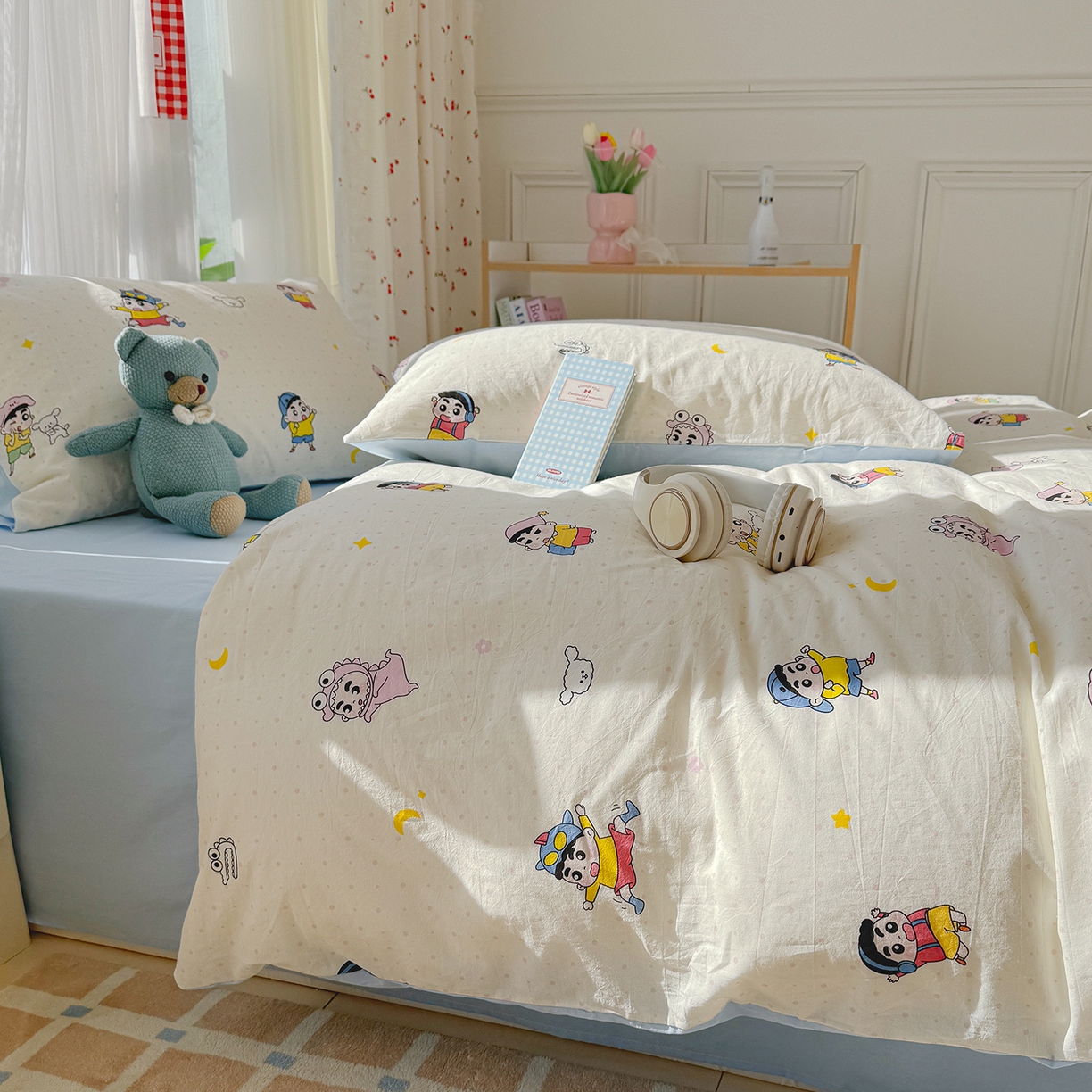 91家纺网 家纺一手货源 找家纺 颜选 2026新款仿棉105克加厚水洗棉四件套-有买家秀 小新星