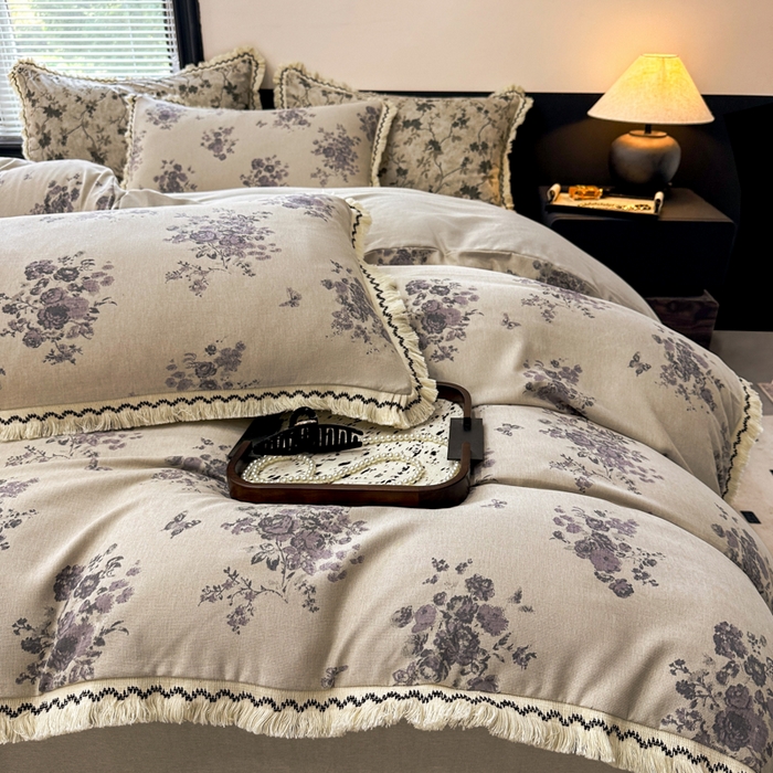 91家纺网 家纺一手货源 找家纺 漫仙阁家纺 2026新款流苏亚麻四件套 纸月