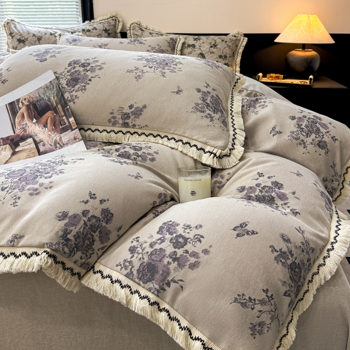 91家纺网 家纺一手货源 找家纺 漫仙阁家纺 2026新款流苏亚麻四件套 纸月