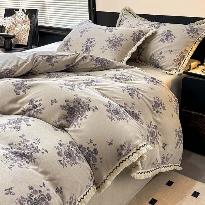 91家纺网 家纺一手货源 找家纺 漫仙阁家纺 2026新款流苏亚麻四件套 纸月