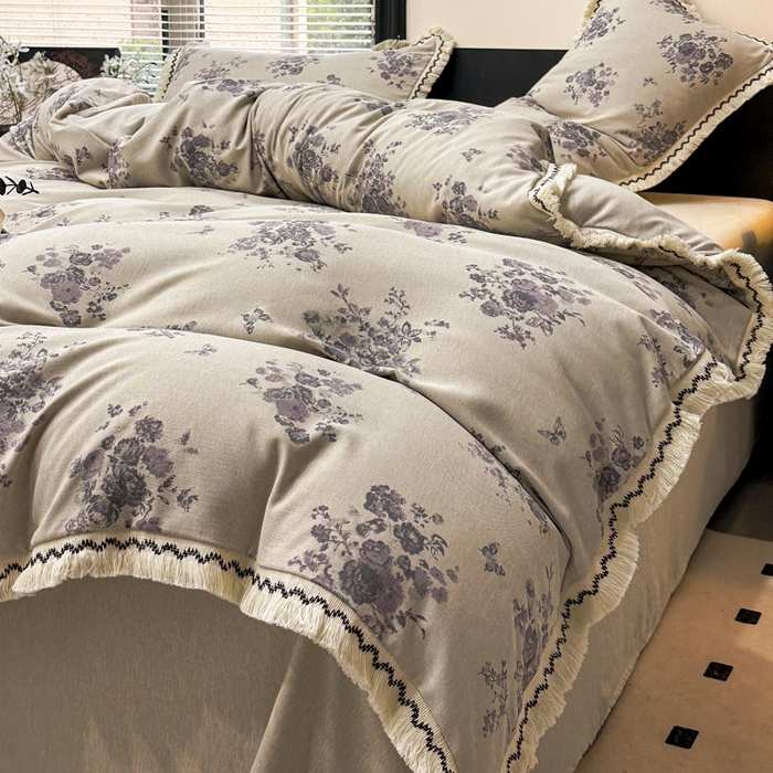 91家纺网 家纺一手货源 找家纺 漫仙阁家纺 2026新款流苏亚麻四件套 纸月