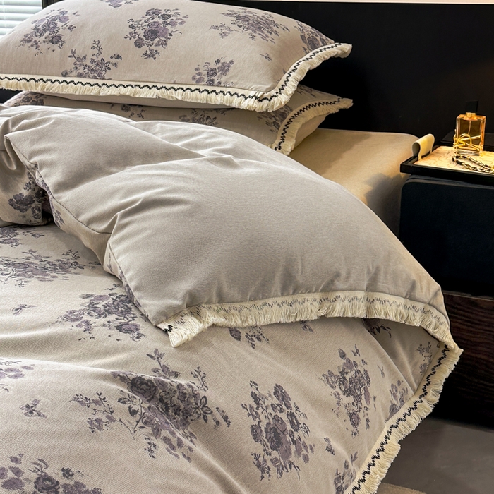 91家纺网 家纺一手货源 找家纺 漫仙阁家纺 2026新款流苏亚麻四件套 纸月