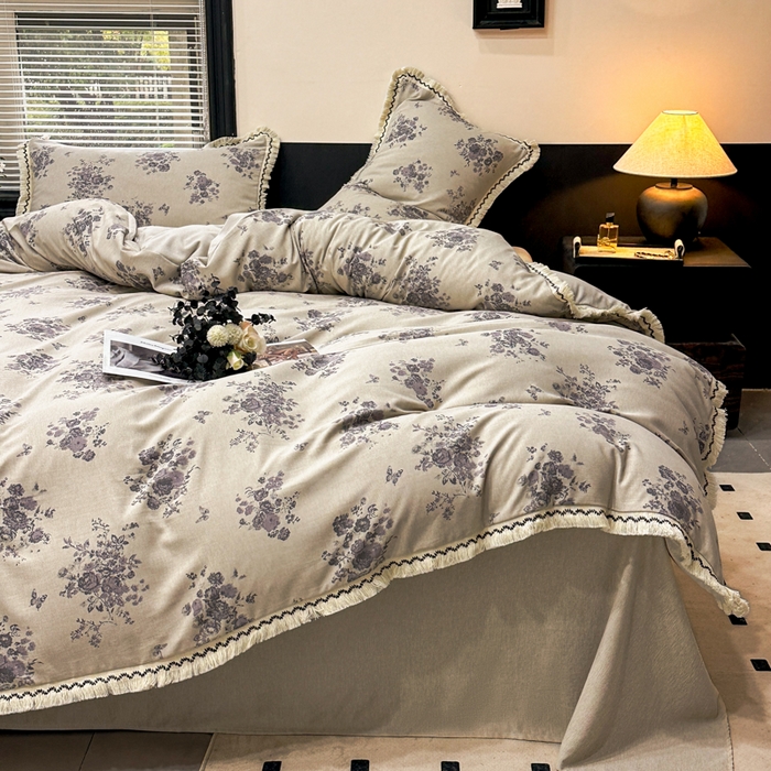 91家纺网 家纺一手货源 找家纺 漫仙阁家纺 2026新款流苏亚麻四件套 纸月