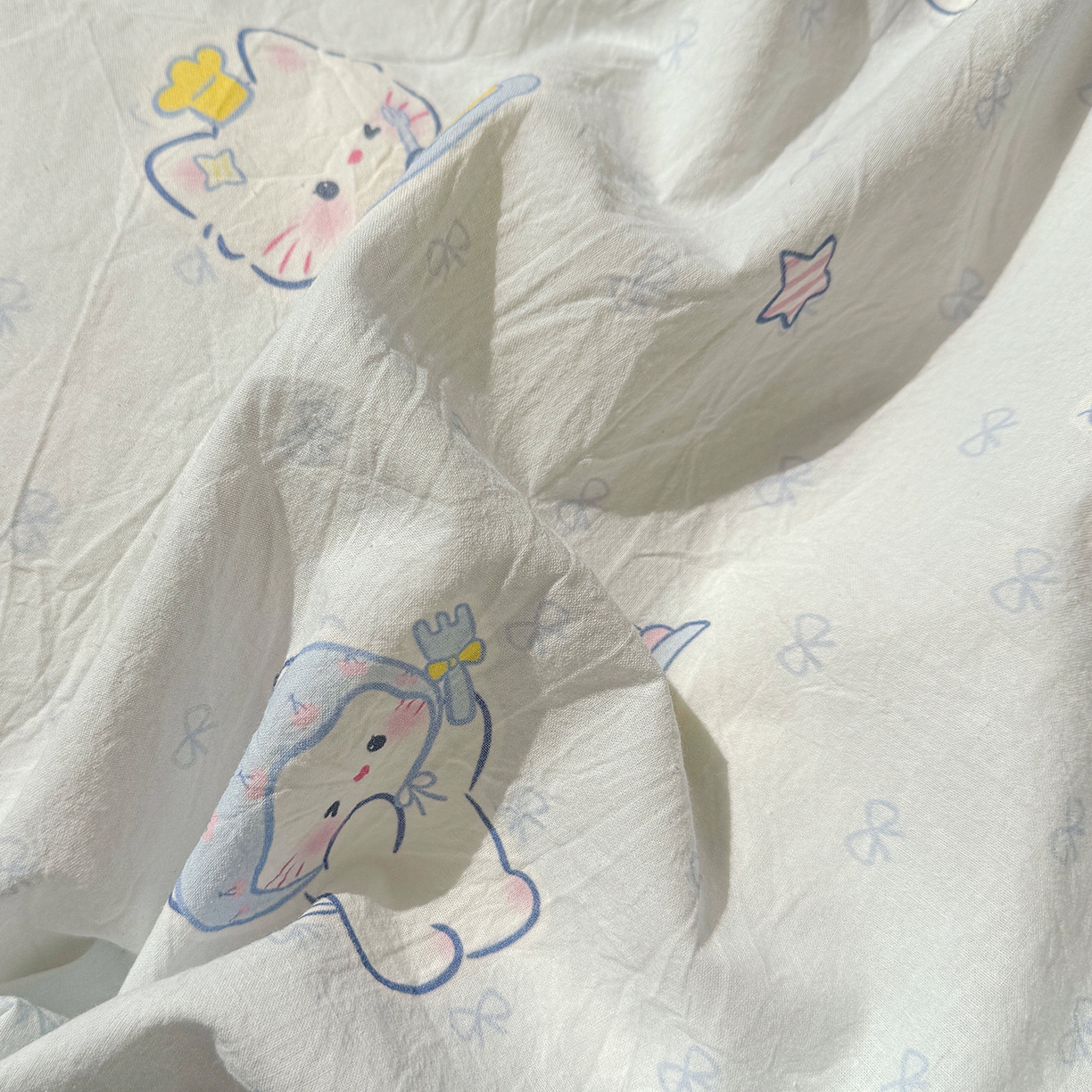 91家纺网 家纺一手货源 找家纺 颜选 2026新款仿棉105克加厚水洗棉四件套-有买家秀 星云奶芙猫