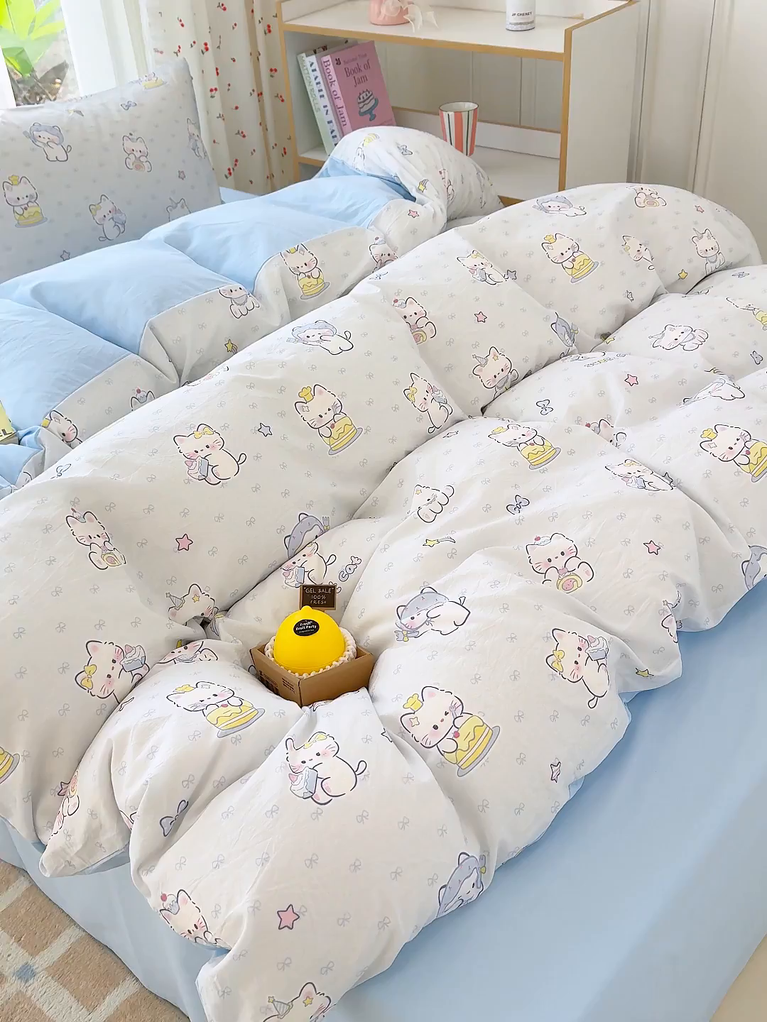 91家纺网 家纺一手货源 找家纺 颜选 2026新款仿棉105克加厚水洗棉四件套-有买家秀 星云奶芙猫