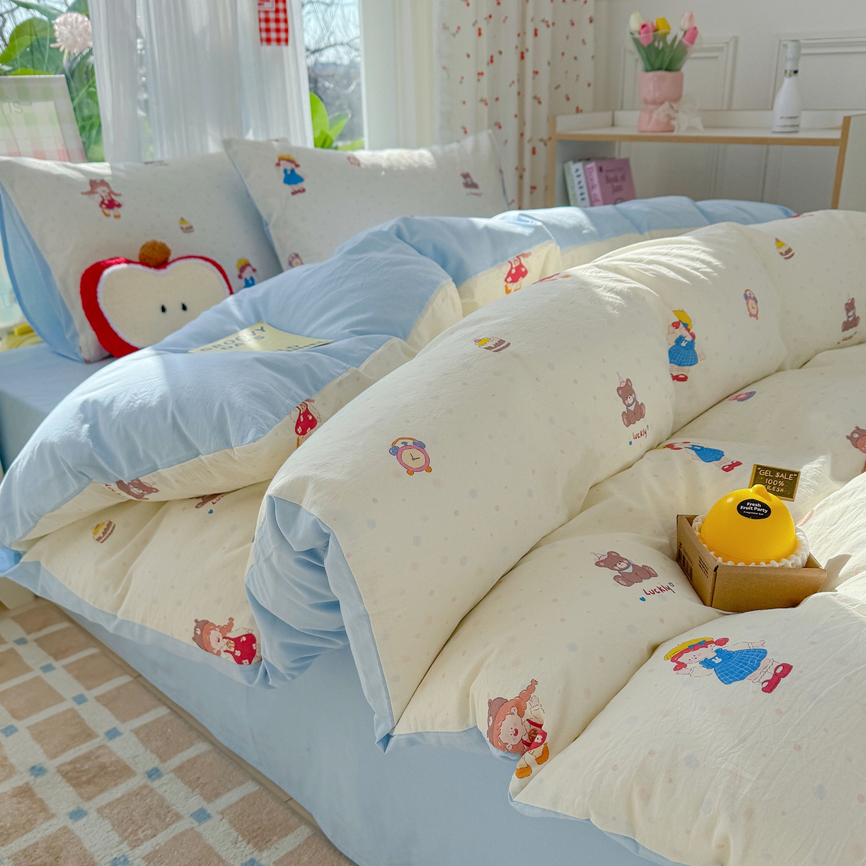 91家纺网 家纺一手货源 找家纺 颜选 2026新款仿棉105克加厚水洗棉四件套-有买家秀 小女孩