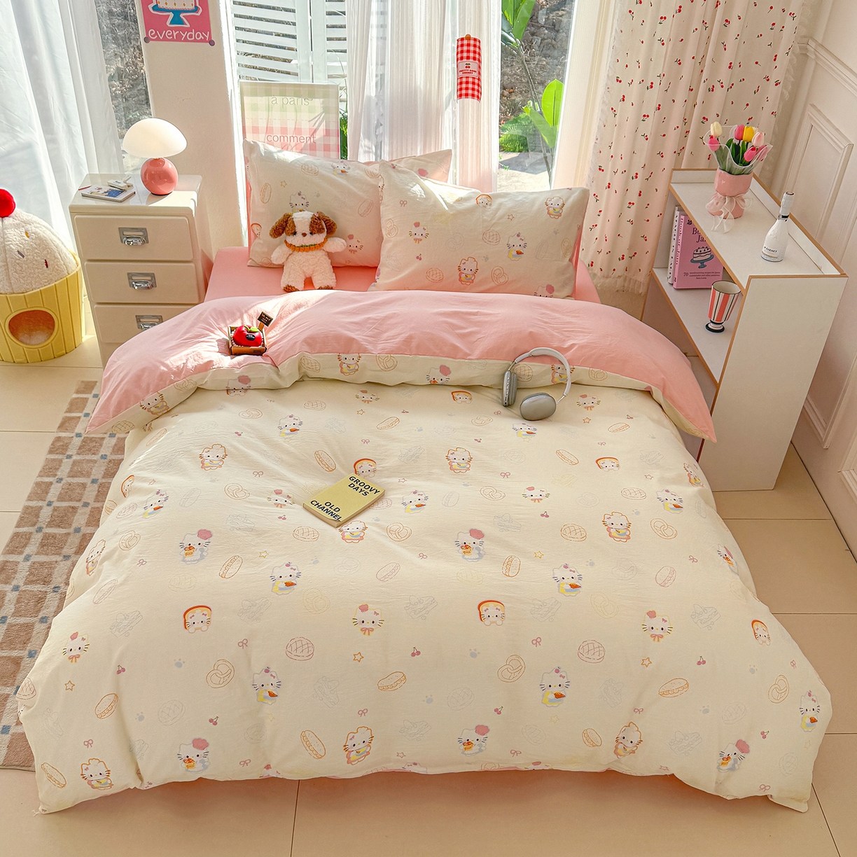 91家纺网 家纺一手货源 找家纺 颜选 2026新款仿棉105克加厚水洗棉四件套-有买家秀 喵喵时光