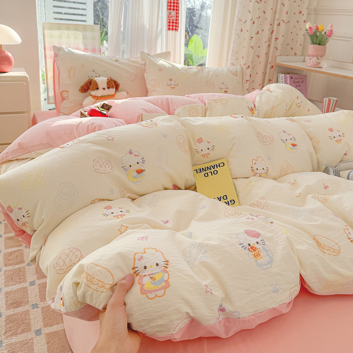 91家纺网 家纺一手货源 找家纺 颜选 2026新款仿棉105克加厚水洗棉四件套-有买家秀 喵喵时光