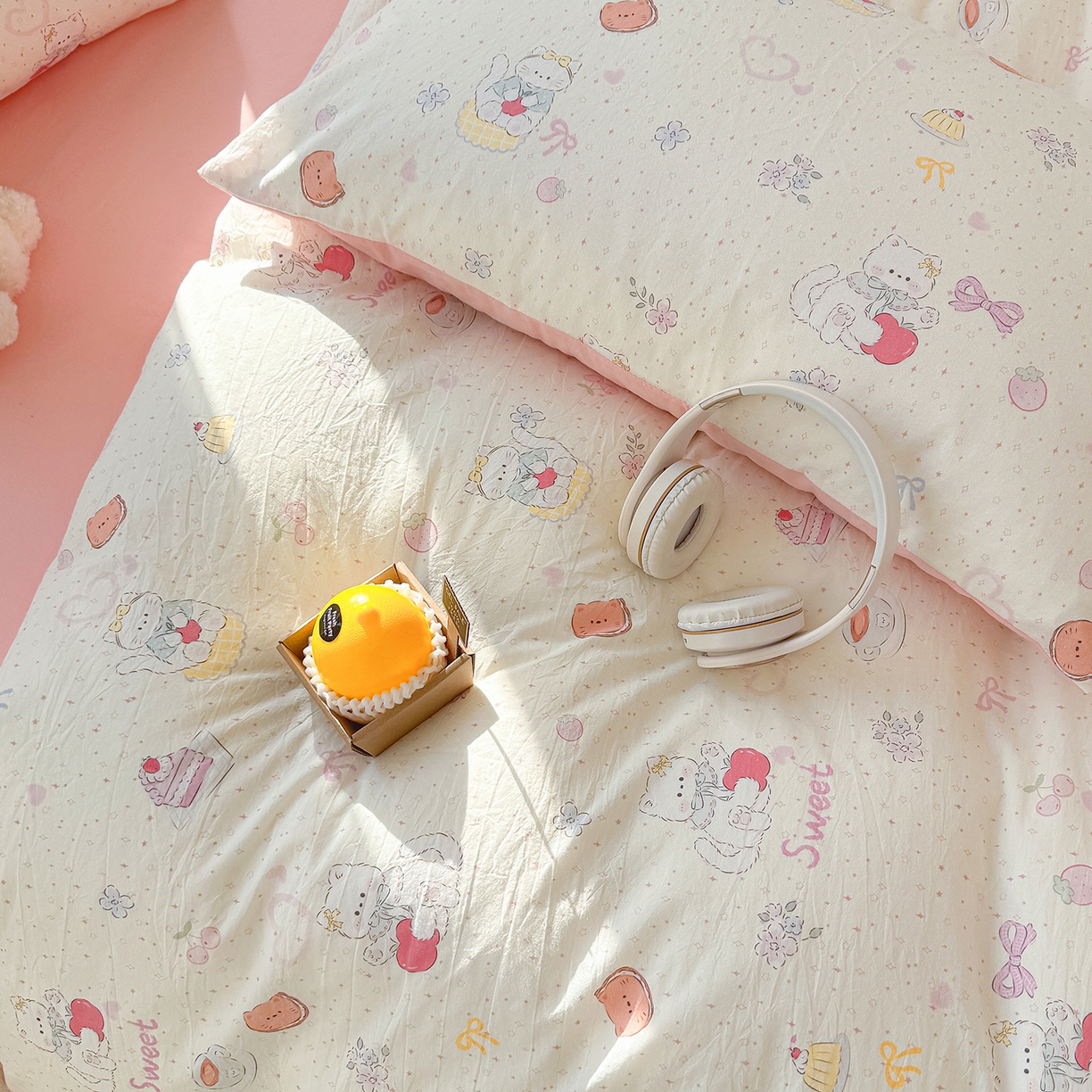 91家纺网 家纺一手货源 找家纺 颜选 2026新款仿棉105克加厚水洗棉四件套-有买家秀 甜心猫