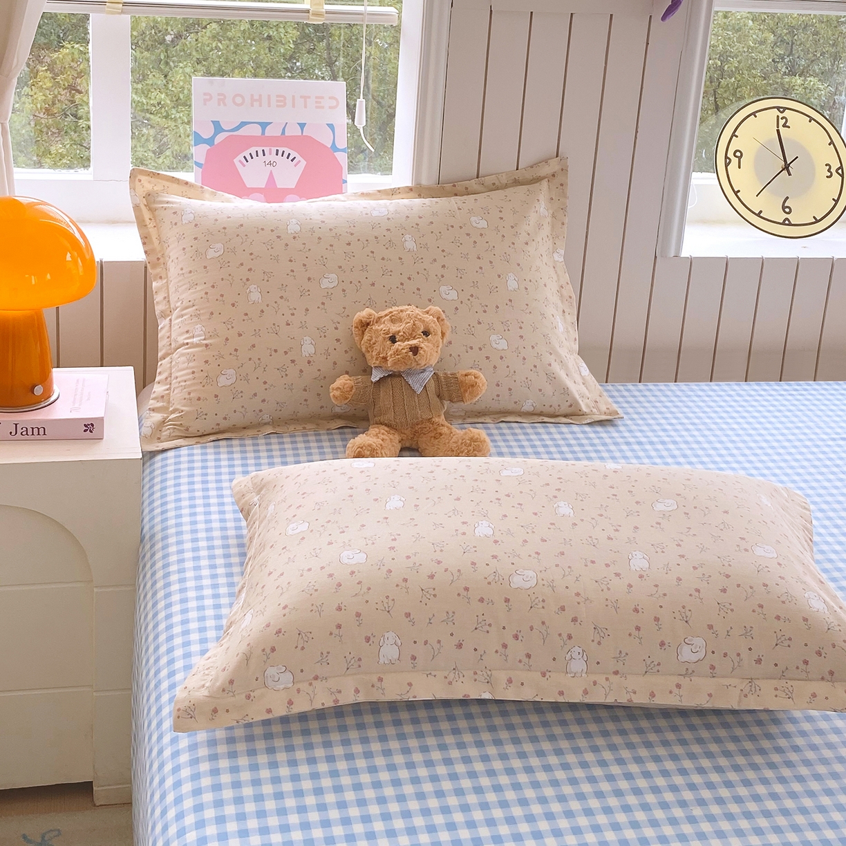 91家纺网 家纺一手货源 找家纺 金丝兔 2026春夏新款纯棉全棉单枕套 仙妮兔