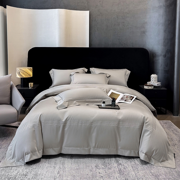 91家纺网 家纺一手货源 找家纺 星蕴家纺 2026新款100s贡缎长绒棉四件套-简爱 简爱-高级灰