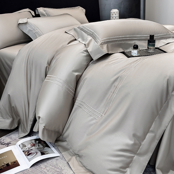 91家纺网 家纺一手货源 找家纺 星蕴家纺 2026新款100s贡缎长绒棉四件套-简爱 简爱-高级灰