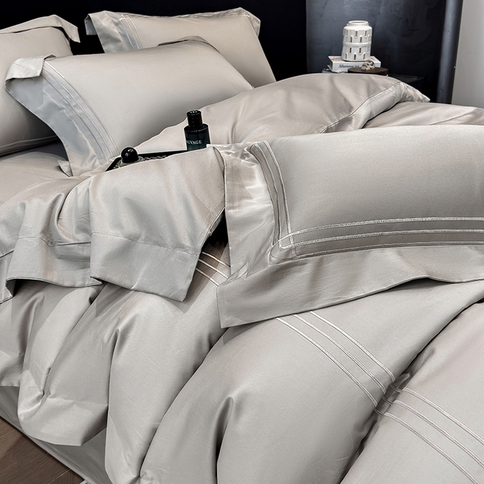 91家纺网 家纺一手货源 找家纺 星蕴家纺 2026新款100s贡缎长绒棉四件套-简爱 简爱-高级灰