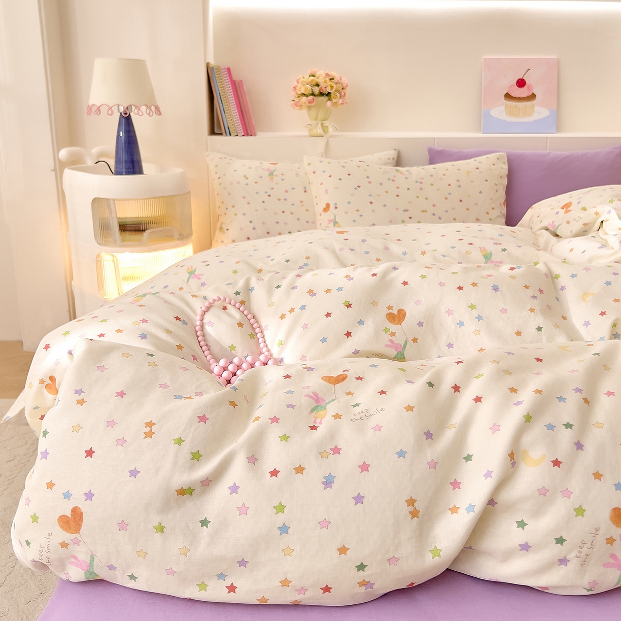 DoDo 兜兜 2026新款全棉纯棉小温暖双层纱单被套单品被套被套单件（可定做尺寸） 缤纷小兔