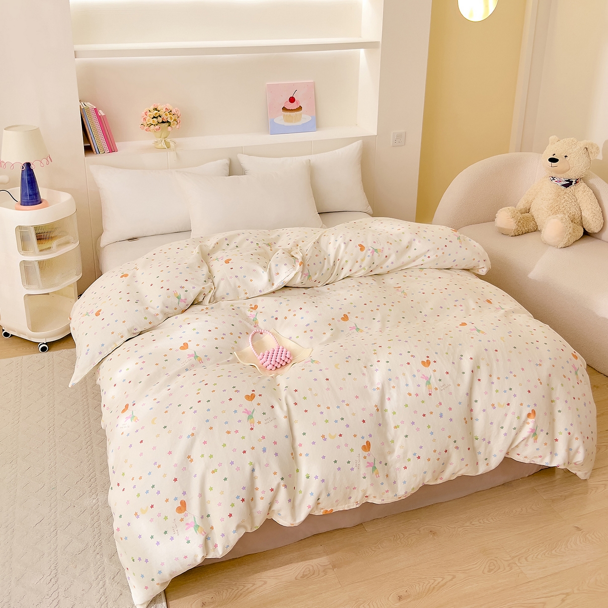 91家纺网 家纺一手货源 找家纺 DoDo 兜兜 2026新款全棉纯棉小温暖双层纱单被套单品被套被套单件（可定做尺寸） 缤纷小兔