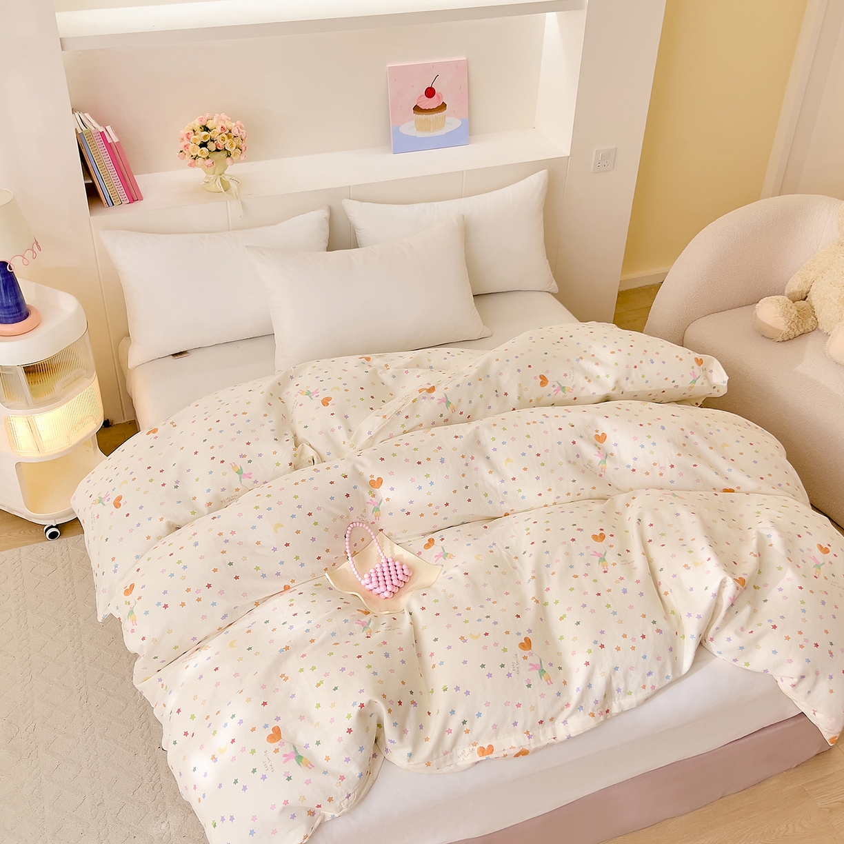 91家纺网 家纺一手货源 找家纺 DoDo 兜兜 2026新款全棉纯棉小温暖双层纱单被套单品被套被套单件（可定做尺寸） 缤纷小兔