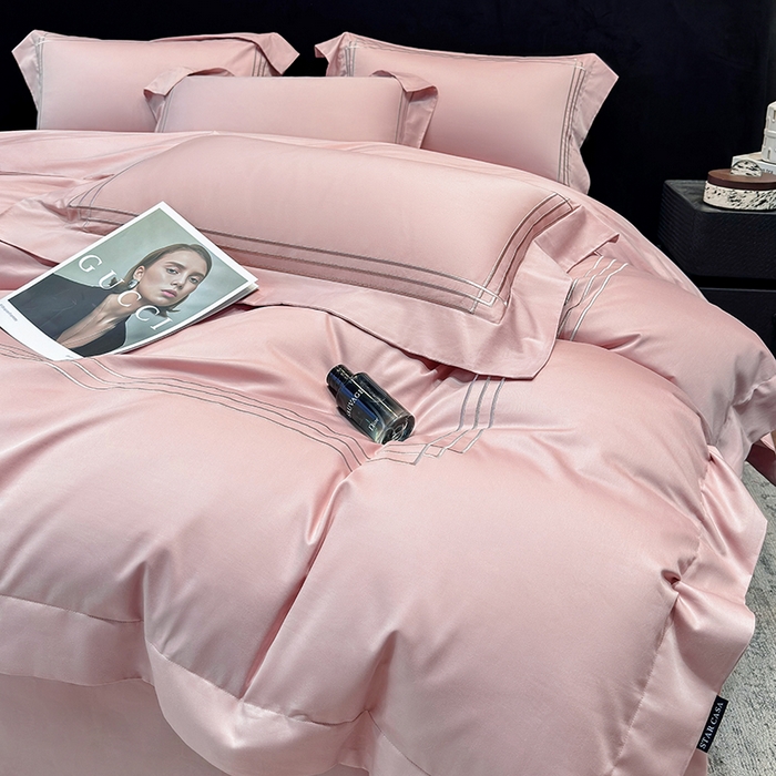 91家纺网 家纺一手货源 找家纺 星蕴家纺 2026新款100s贡缎长绒棉四件套-简爱 简爱-可可粉