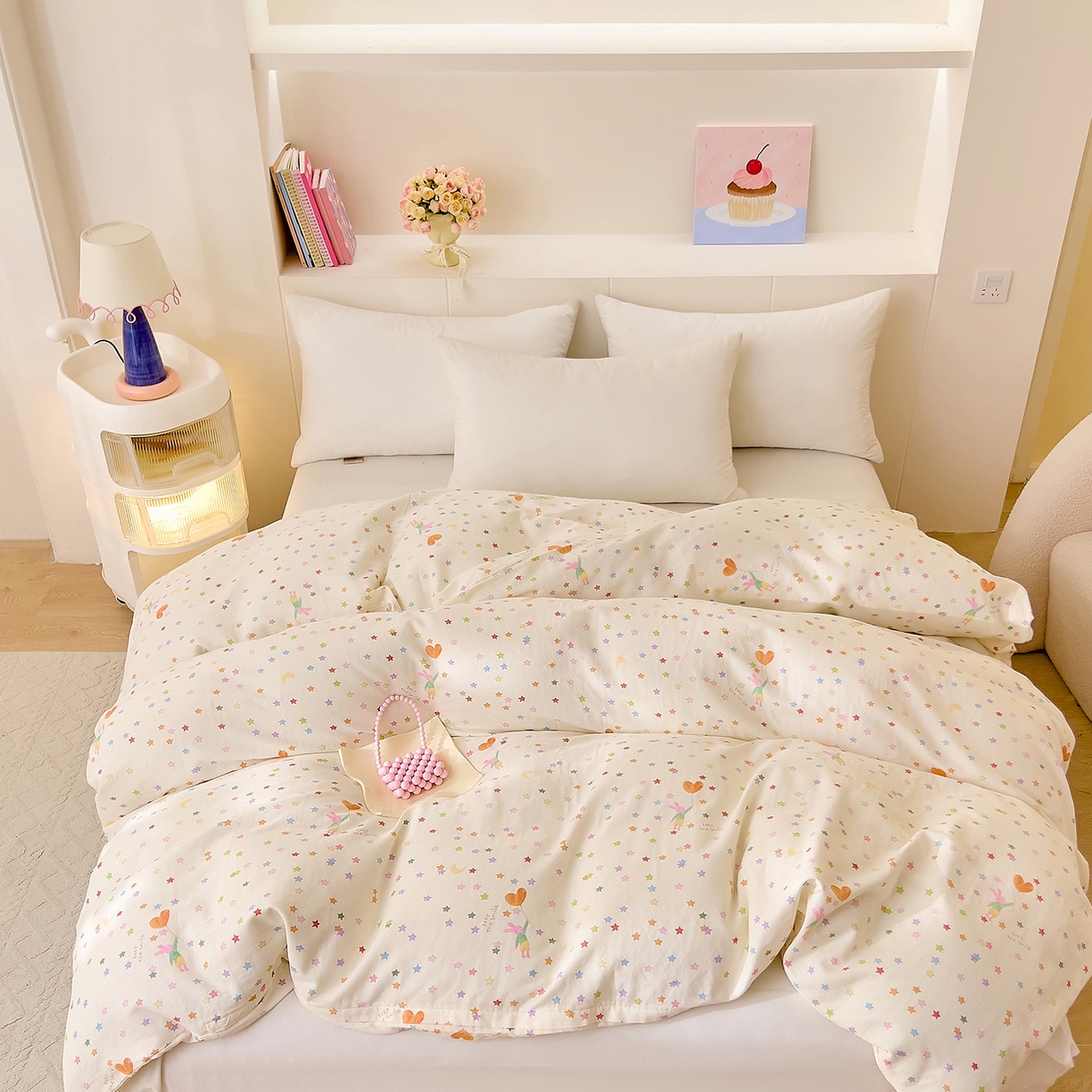 91家纺网 家纺一手货源 找家纺 DoDo 兜兜 2026新款全棉纯棉小温暖双层纱单被套单品被套被套单件（可定做尺寸） 缤纷小兔